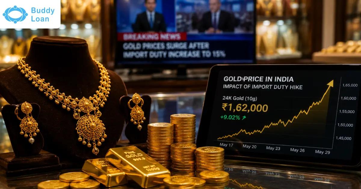 India gold prices rise after import duty hike with gold jewellery coins and investment chart
