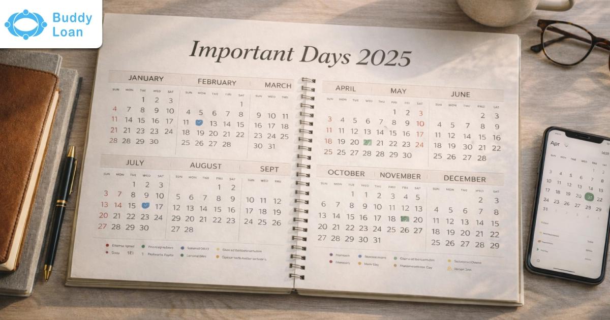 Open calendar planner showing important days of the year