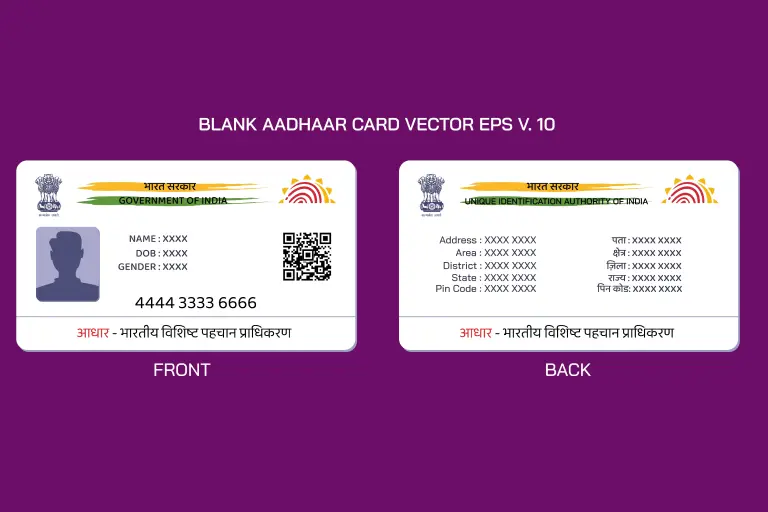 Blank Aadhar Card Vector EPS Aadhar Card Vector EPS Blank