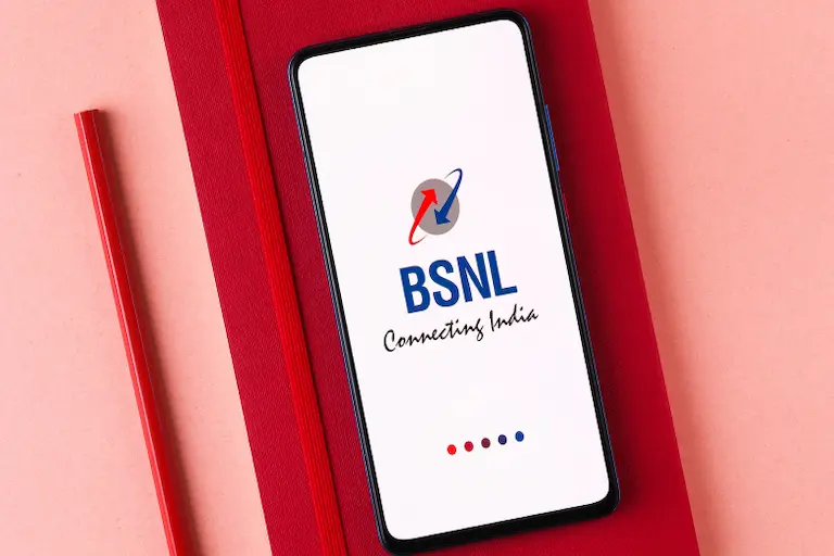 A mobile phone with the BSNL logo, illustrating the brand's presence in the telecommunications industry and its services 