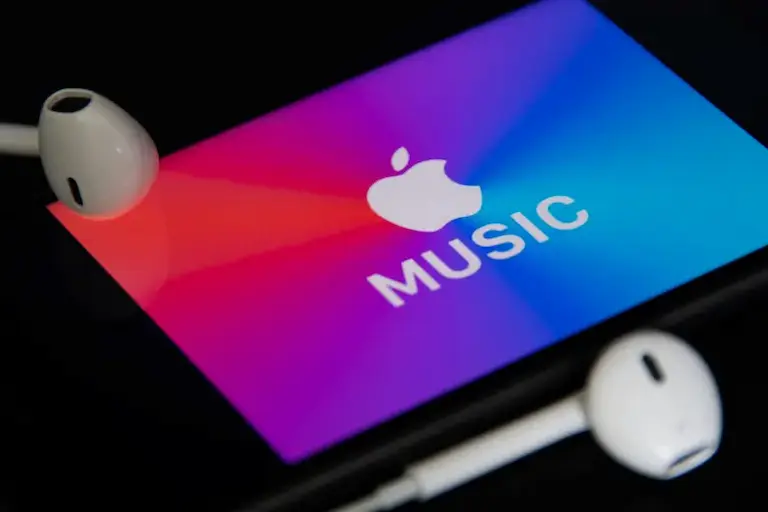 Apple Music logo displayed on an Apple device, representing a popular music streaming service for Apple users