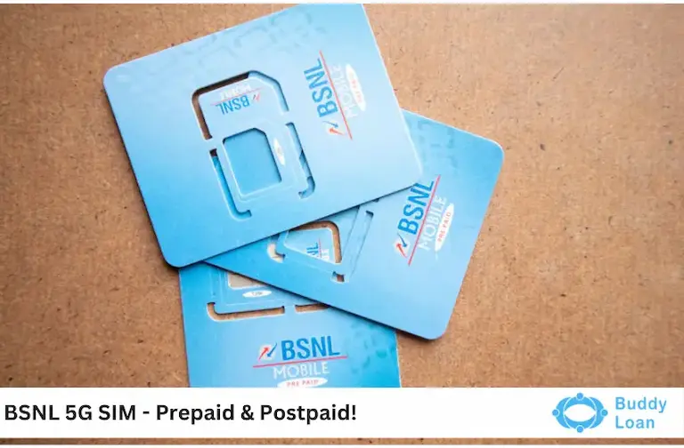 SIM cards placed on table shows to BSNL 5G SIM - Prepaid & Postpaid