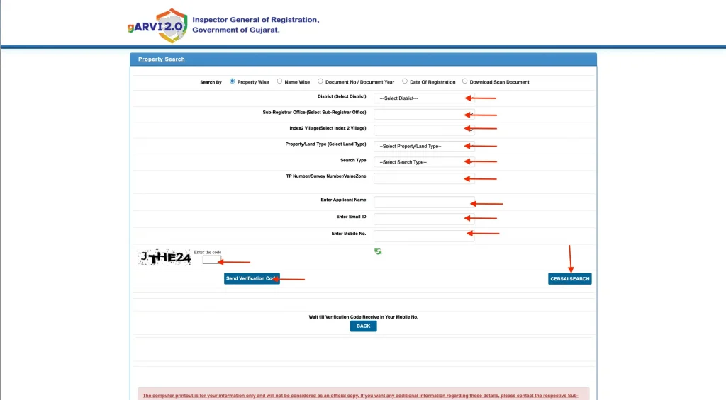 Search AnyRoR Property Online Fill In Personal Details Registration page for the application featuring fields Search AnyRoR Property Online Fill In Personal Details